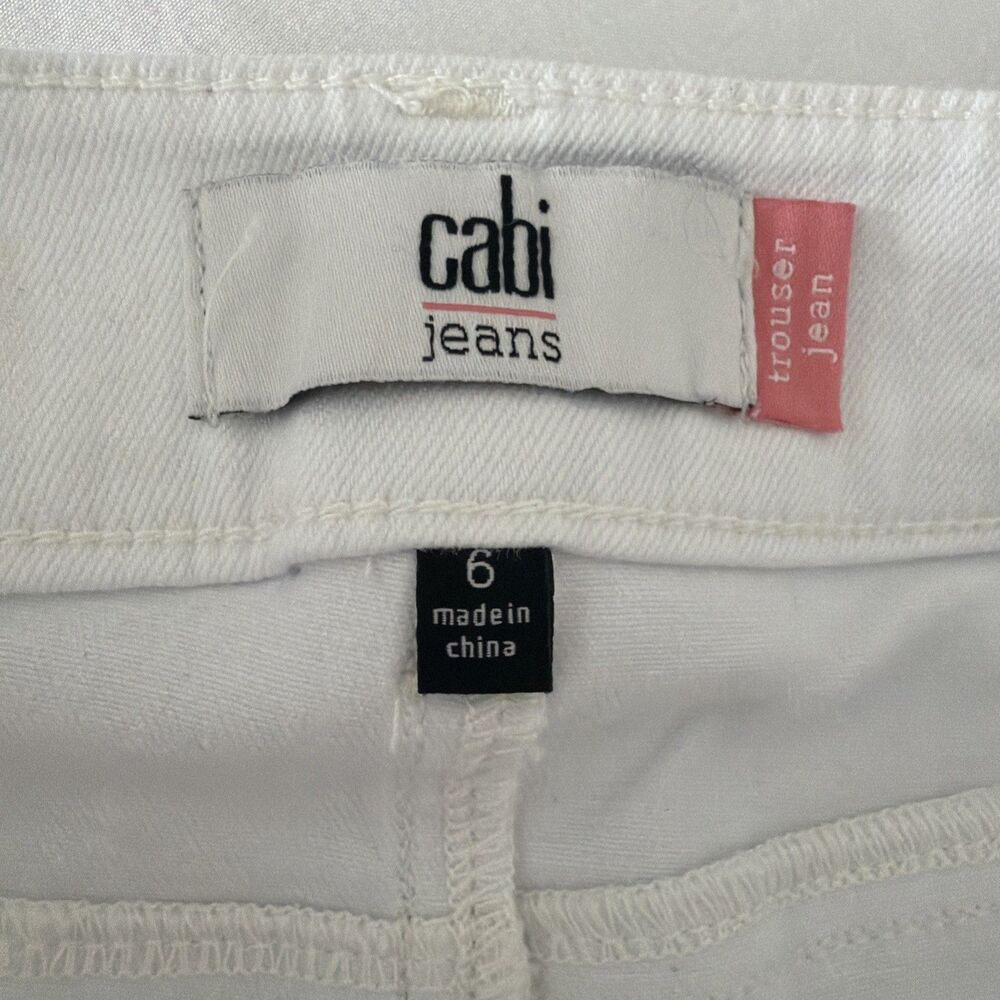CAbi White Trouser Jeans Stretch Denim Flare Leg Womens Sz 6 Sty #5880 Versatile - Picture 6 of 15